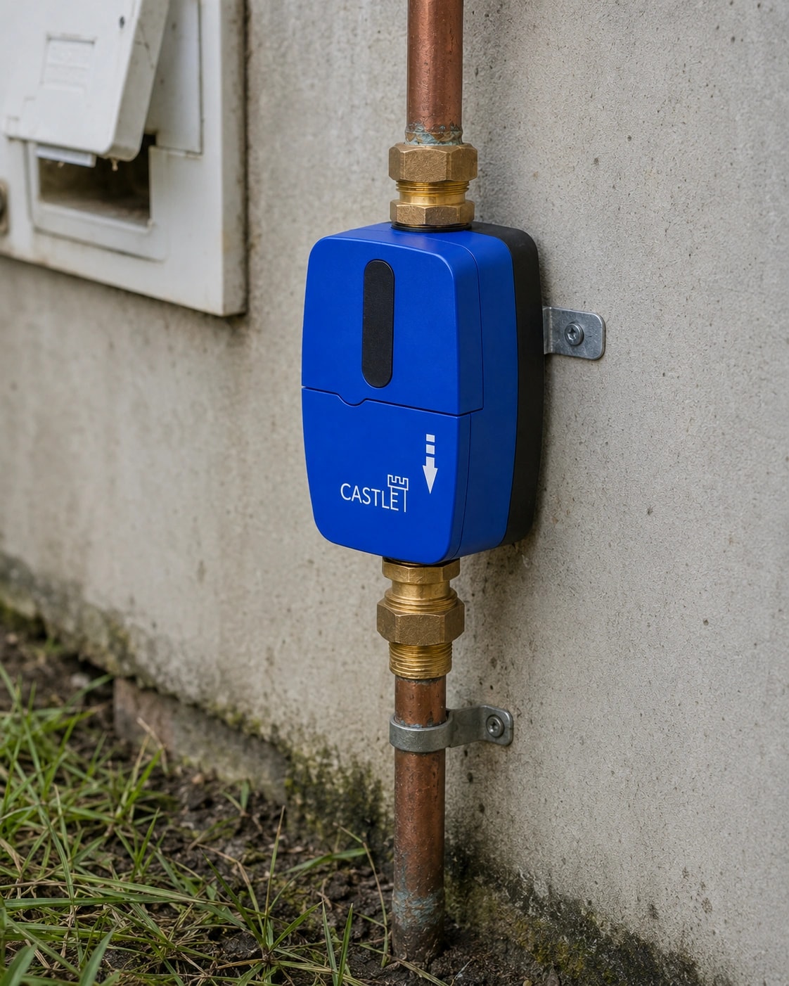 An installed water pipe and shutoff valve
